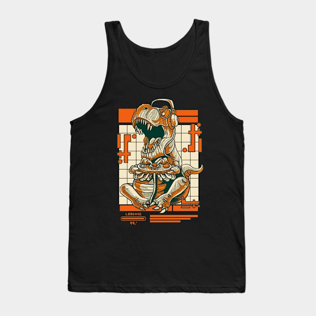 T Rex Gamer Retro Gaming Tyrannosaurus Dinosaur Tank Top by E